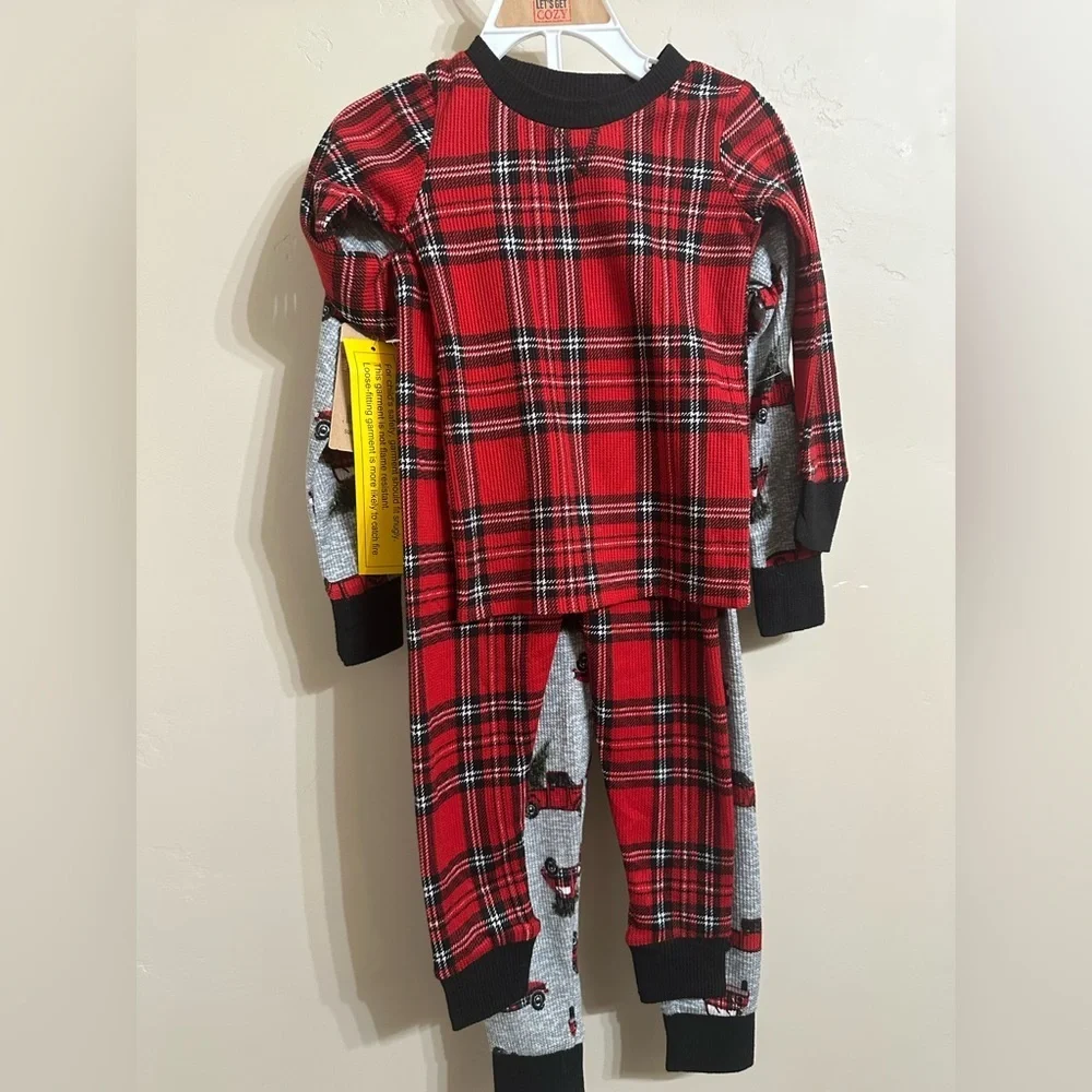 Cozy Gray and Red Kids Pajama - 2 Sets